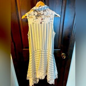 Blue and white stripped lace detailed dress